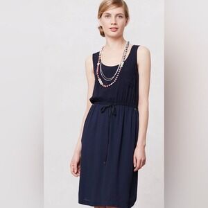Anthropologie - Freya Sleeveless Drawstring Dress w/ Pockets-Medium -Navy Blue